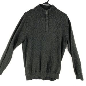 Method Men's Pullover Sweater Small Green Black Heather rib hems 1/4-Zip‎ mock